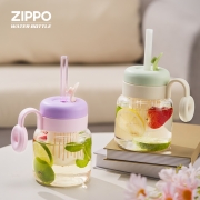 ZIPPO缤纷吸管玻璃杯女大学生夏季运动玻璃杯